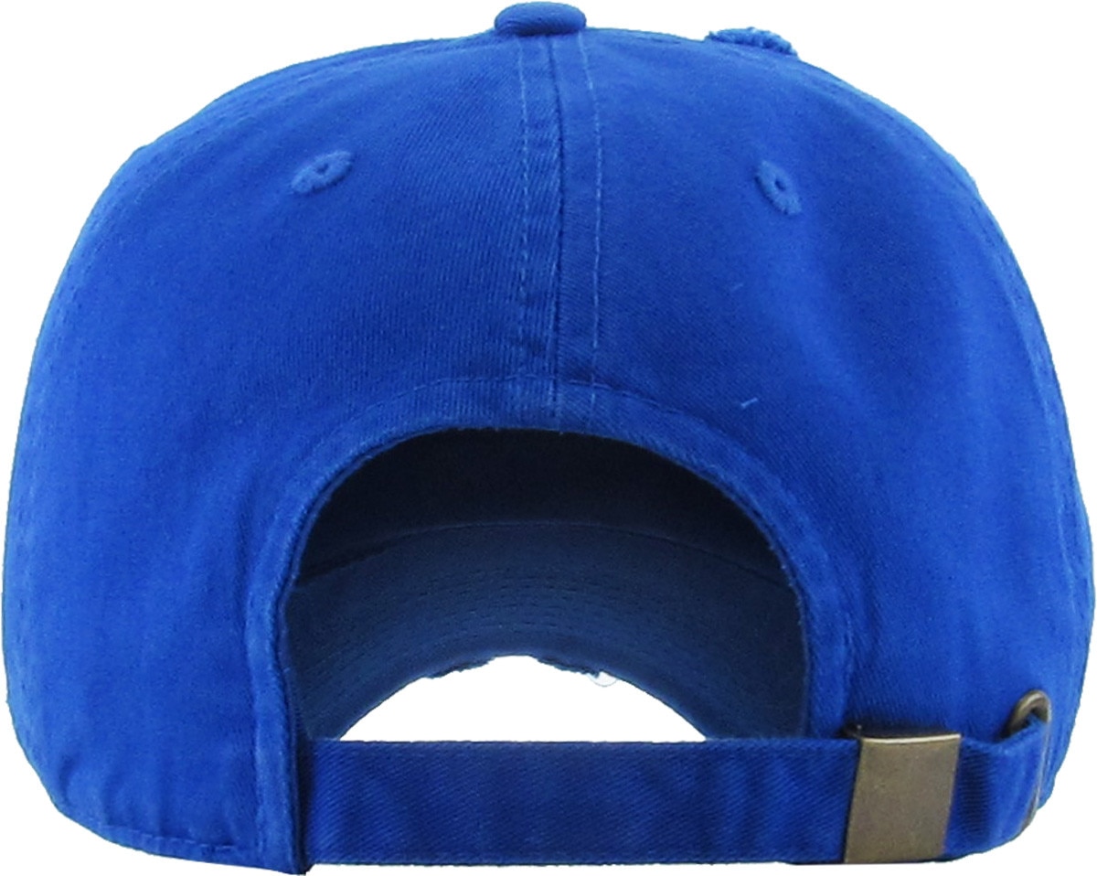 Royal Blue Distressed Vintage Baseball Cap Back View